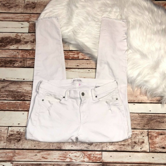 Banana Republic Women's Skinny Ankle Jeans Sz 27 Light Pink Raw Hem Distressed - Picture 2 of 5